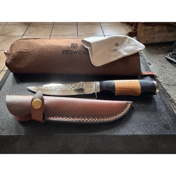 YESWON FIXED BLADE HUNTING KNIFE & SHEATH New - Picture 2 of 10